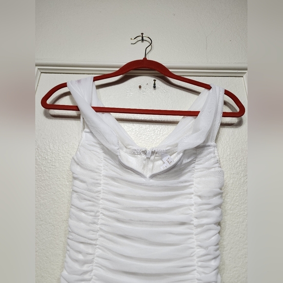 Lulus Divinely Romantic White Mesh Off-the-Shoulder Mermaid Maxi Dress Wedding - Picture 9 of 9